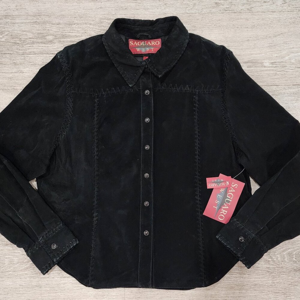 NWT VTG Saguaro West Genuine Leather Suede Western Snap Jacket Women's XL